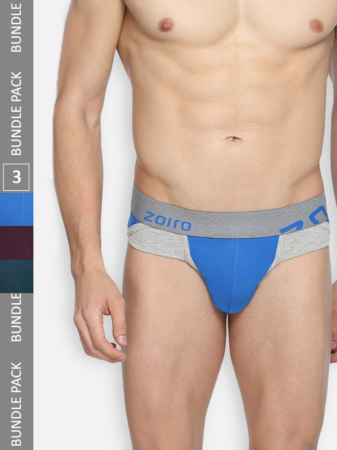 

Zoiro Pack Of 2 Cotton Solid Brief, Navy blue