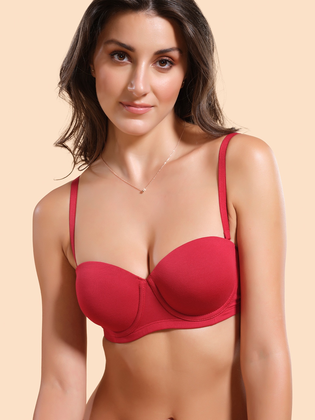 

Enamor Full Coverage Underwired Lightly Padded Bra, Red