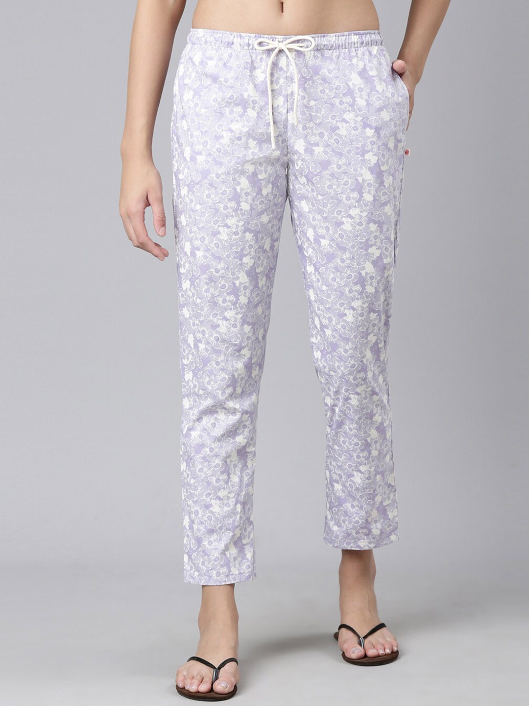 

Enamor Women Printed Cotton Lounge Pants, Purple