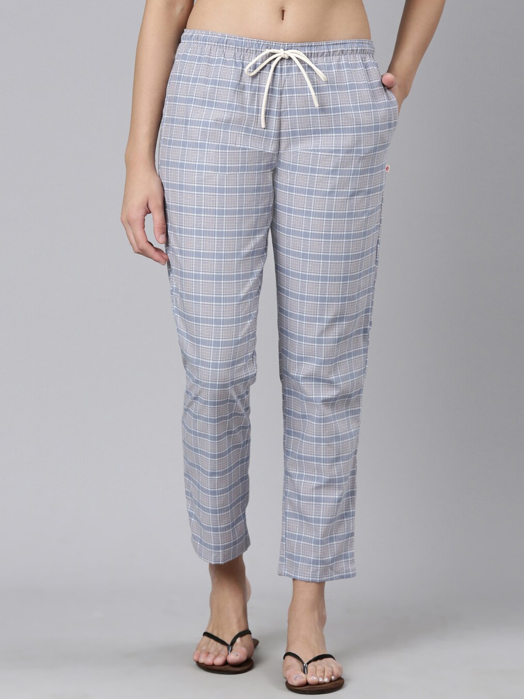 

Enamor Women Checked Cotton Lounge Pants, Violet