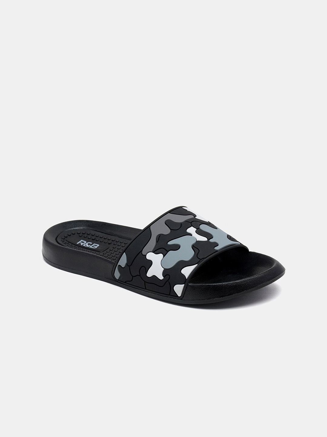 

R&B Men Printed Sliders, Black