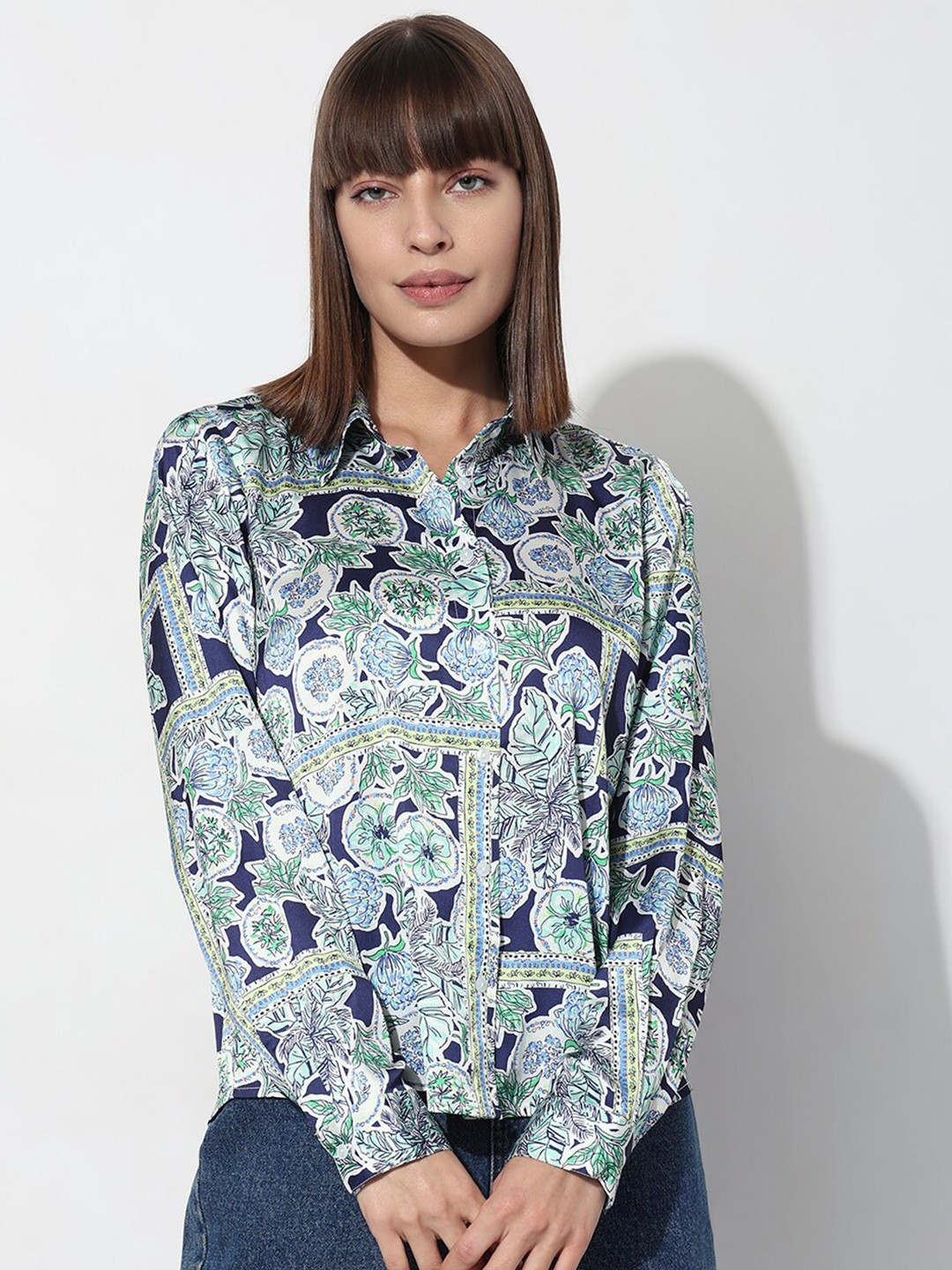 

Vero Moda Floral Printed Casual Shirt, Blue