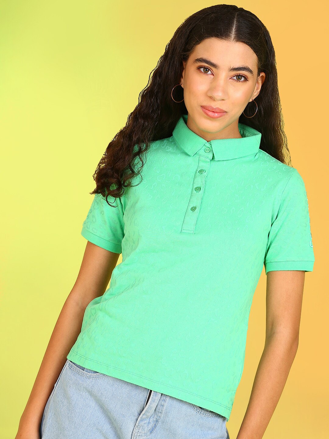 

Mast & Harbour Green Polo Collar Pure Cotton T-shirt