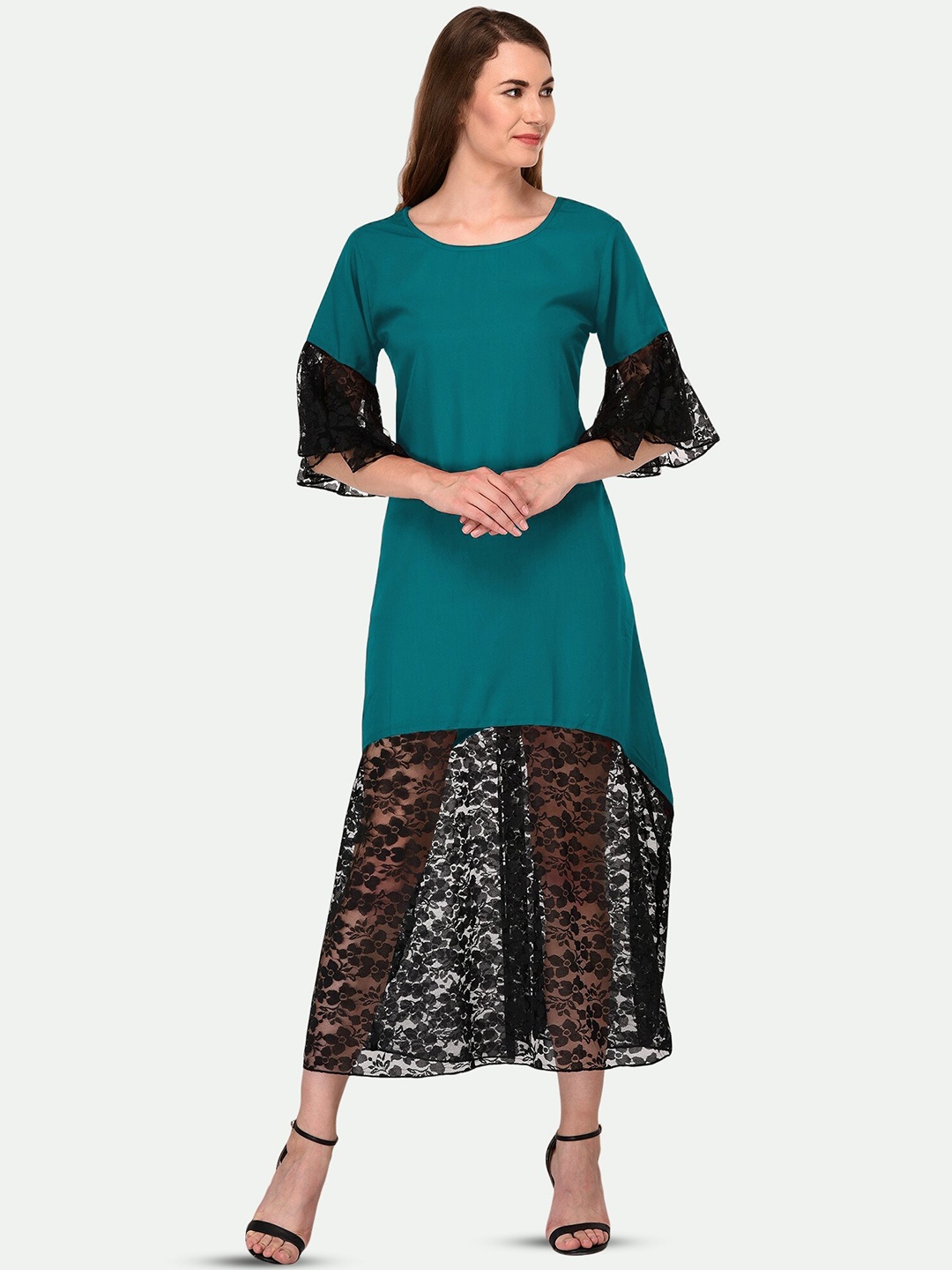 

PATRORNA Bell Sleeve A-Line Maxi Dress, Green
