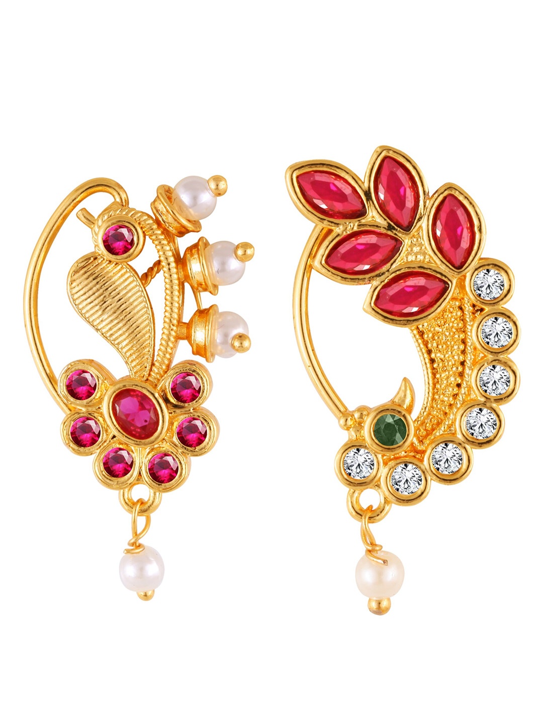 

Vighnaharta Set Of 2 Gold-Plated Beaded Nosepin
