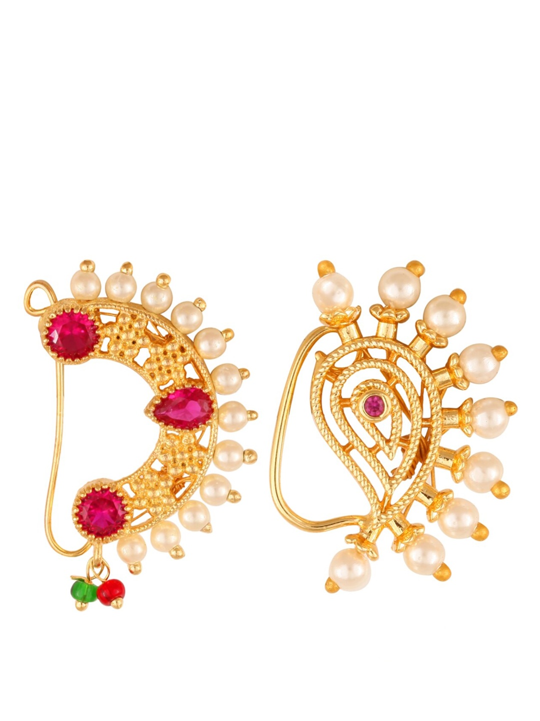 

Vighnaharta Set Of 2 Gold-Plated & Stone Studded Nosepins
