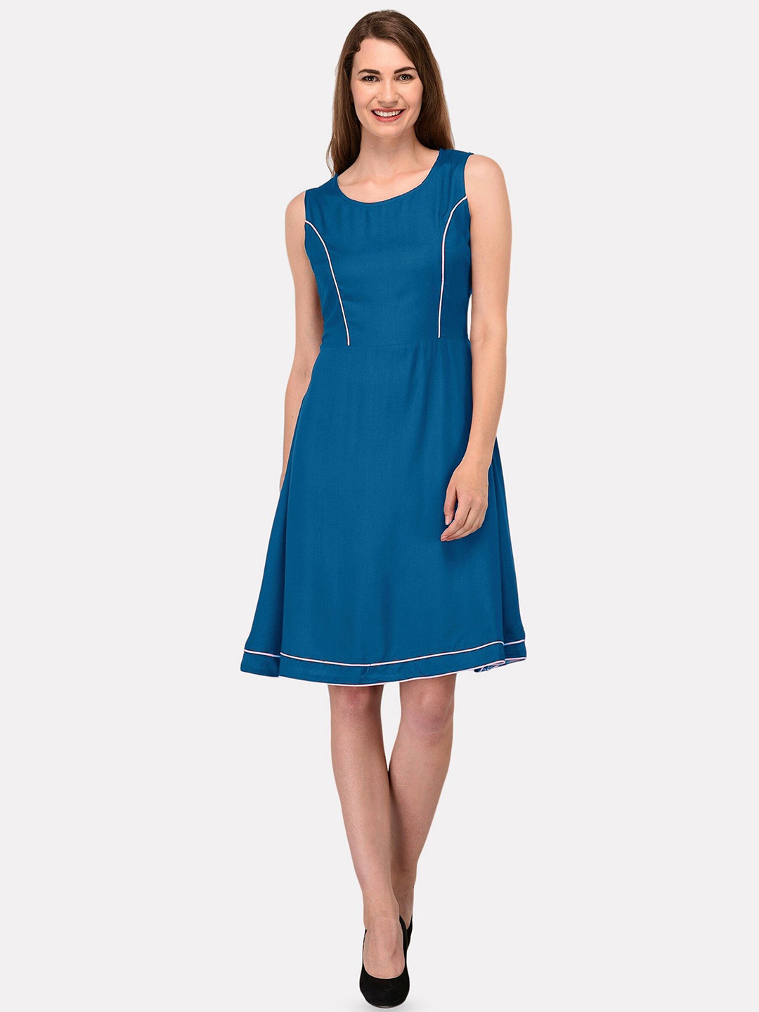 

PATRORNA Sleeveless A-Line Knee Length Dress, Blue