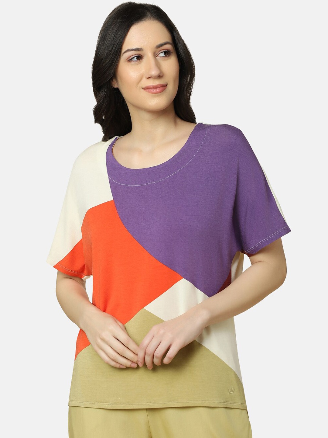 

Triumph Short Sleeves Colorblocked Lounge T-shirt, Purple