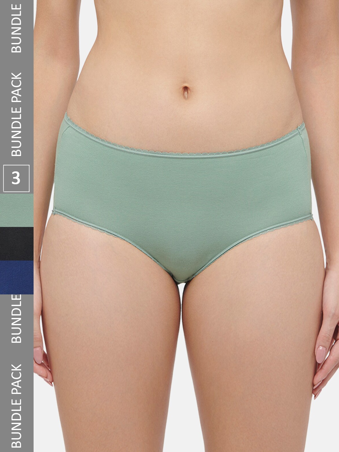

Triumph Pack Of 3 Mid-Rise Seamless Hipster Briefs M000762 I1, Blue
