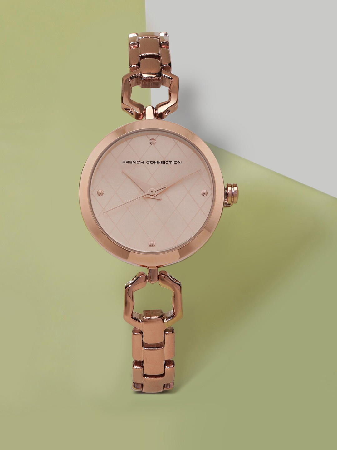 

French Connection Women Bracelet Style Straps Analogue Watch FCN00092F, Rose gold