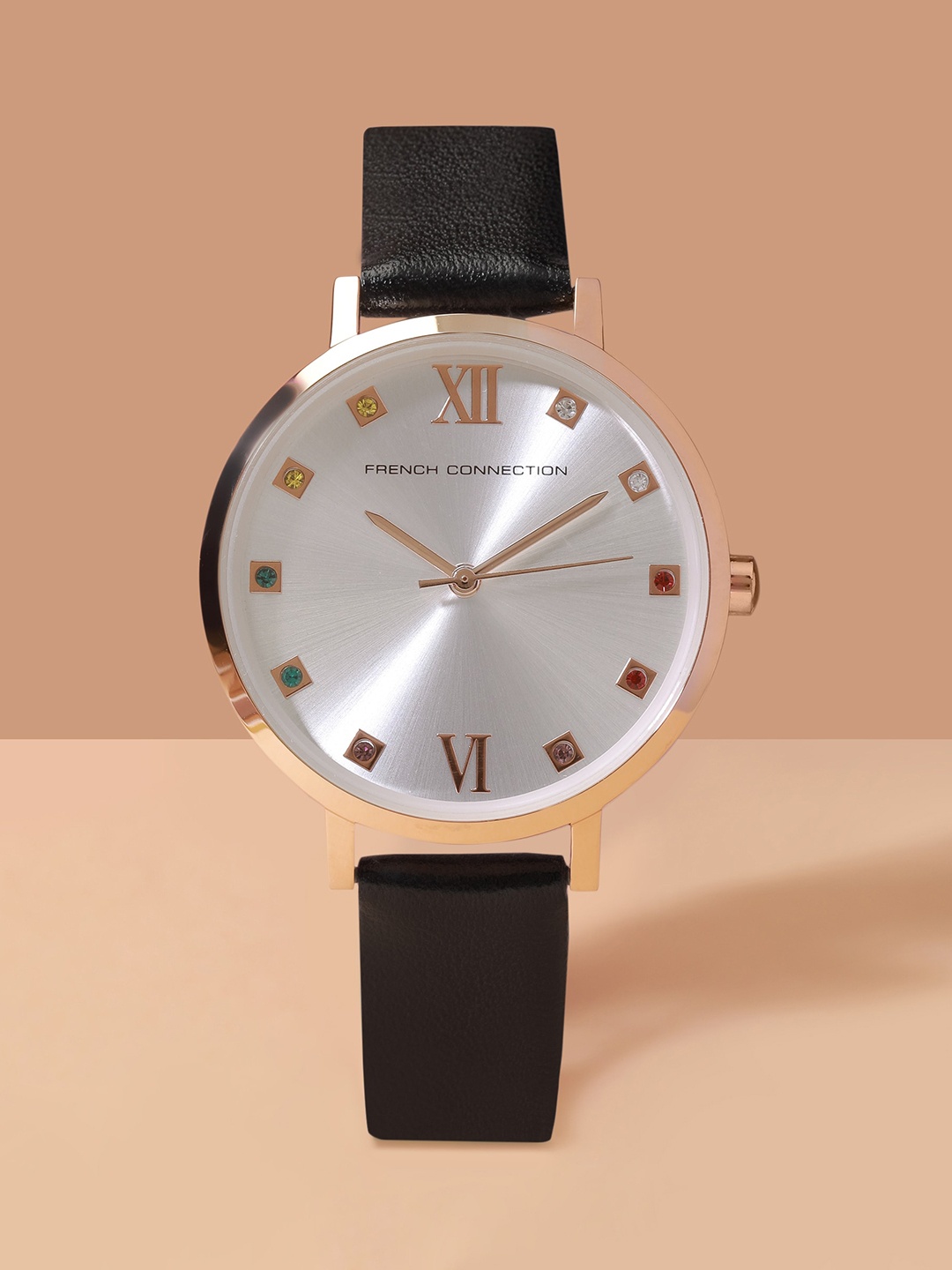 

French Connection Women Leather Straps Analogue Display Watch FCN00068A, Silver