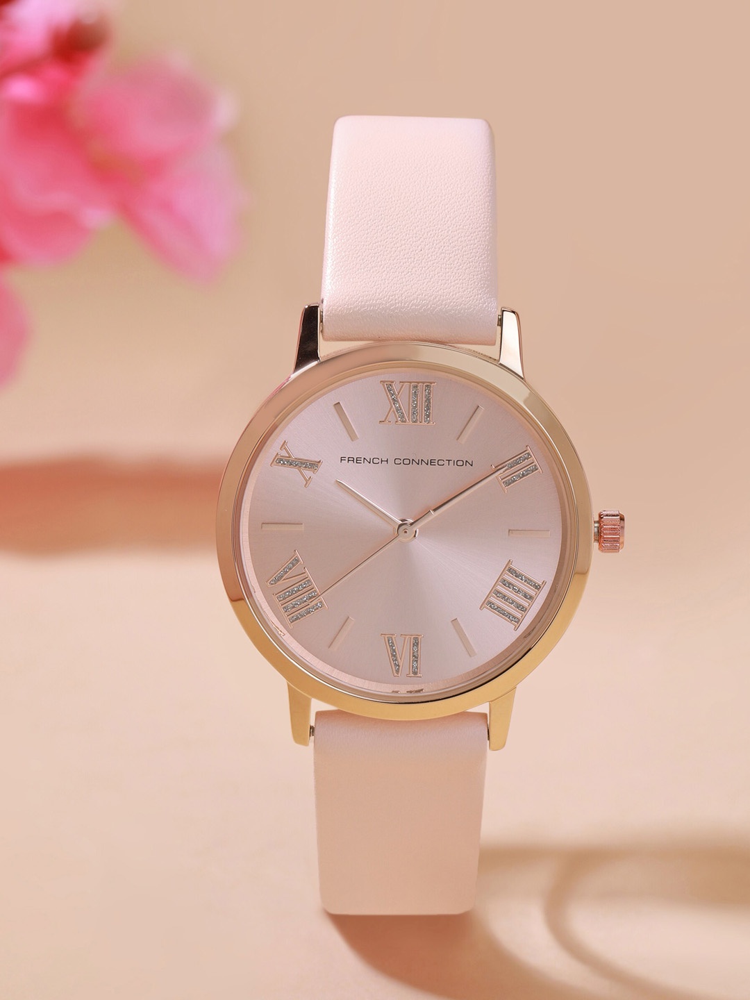 

French Connection Women Leather Straps Analogue Display Watch FCN00067A, Pink
