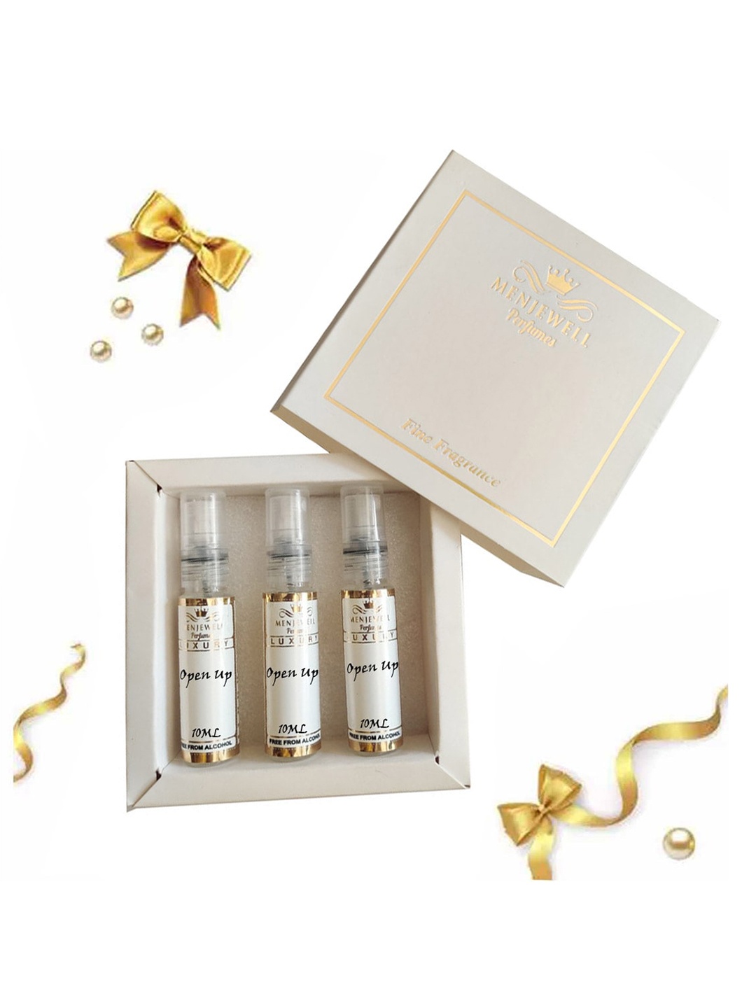 

Menjewell Men Set Of 3 Open Up Eau De Parfum - 10ml Each, Off white