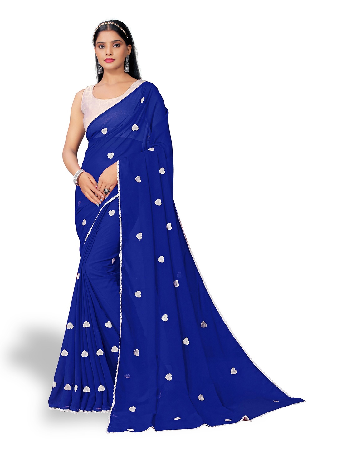 

Vaidehi Fashion Conversational Embroidered Pure Georgette Saree, Blue