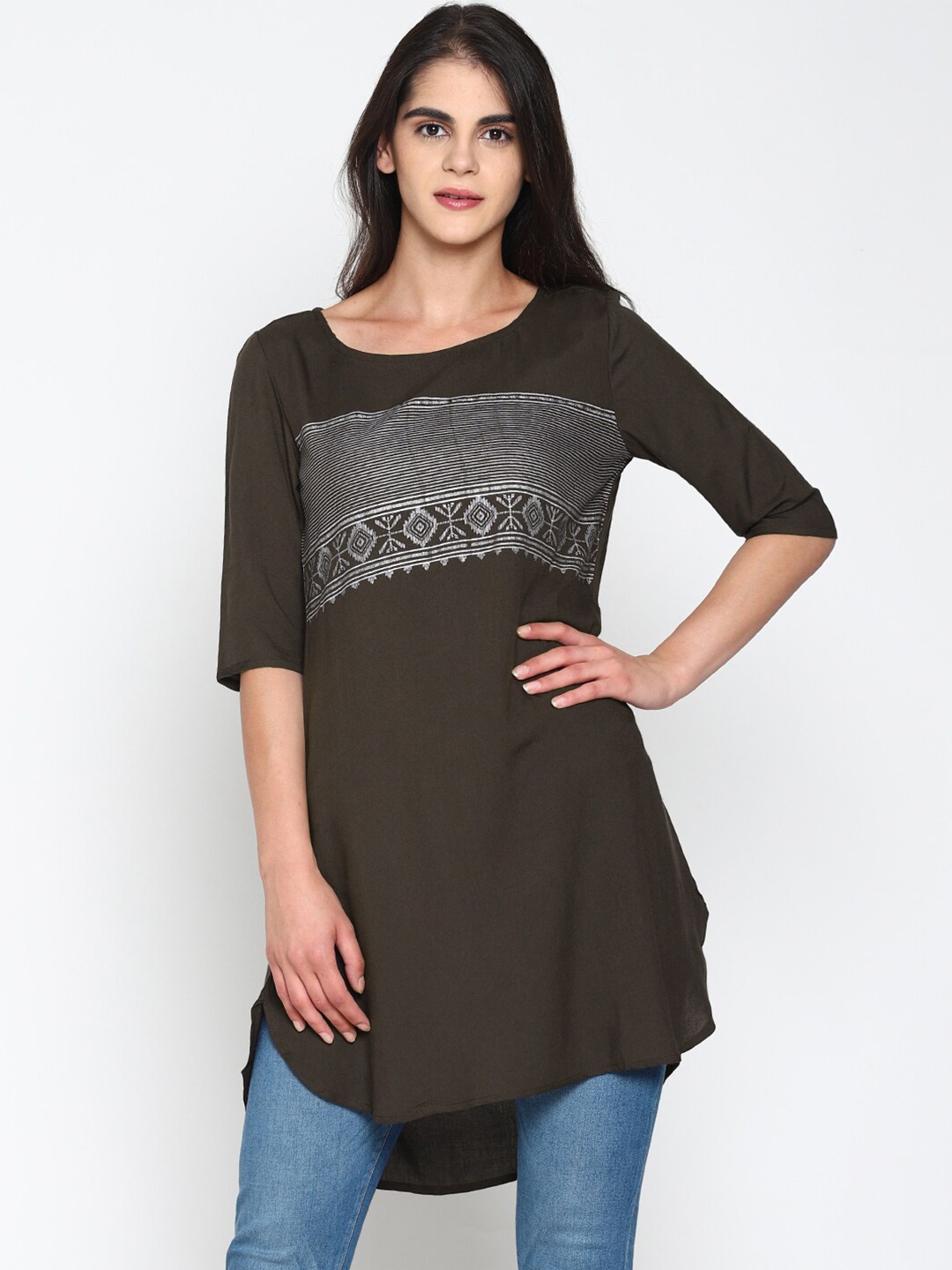 

UNTUNG Ethnic Motif Print Cotton A-Line Dress, Blue