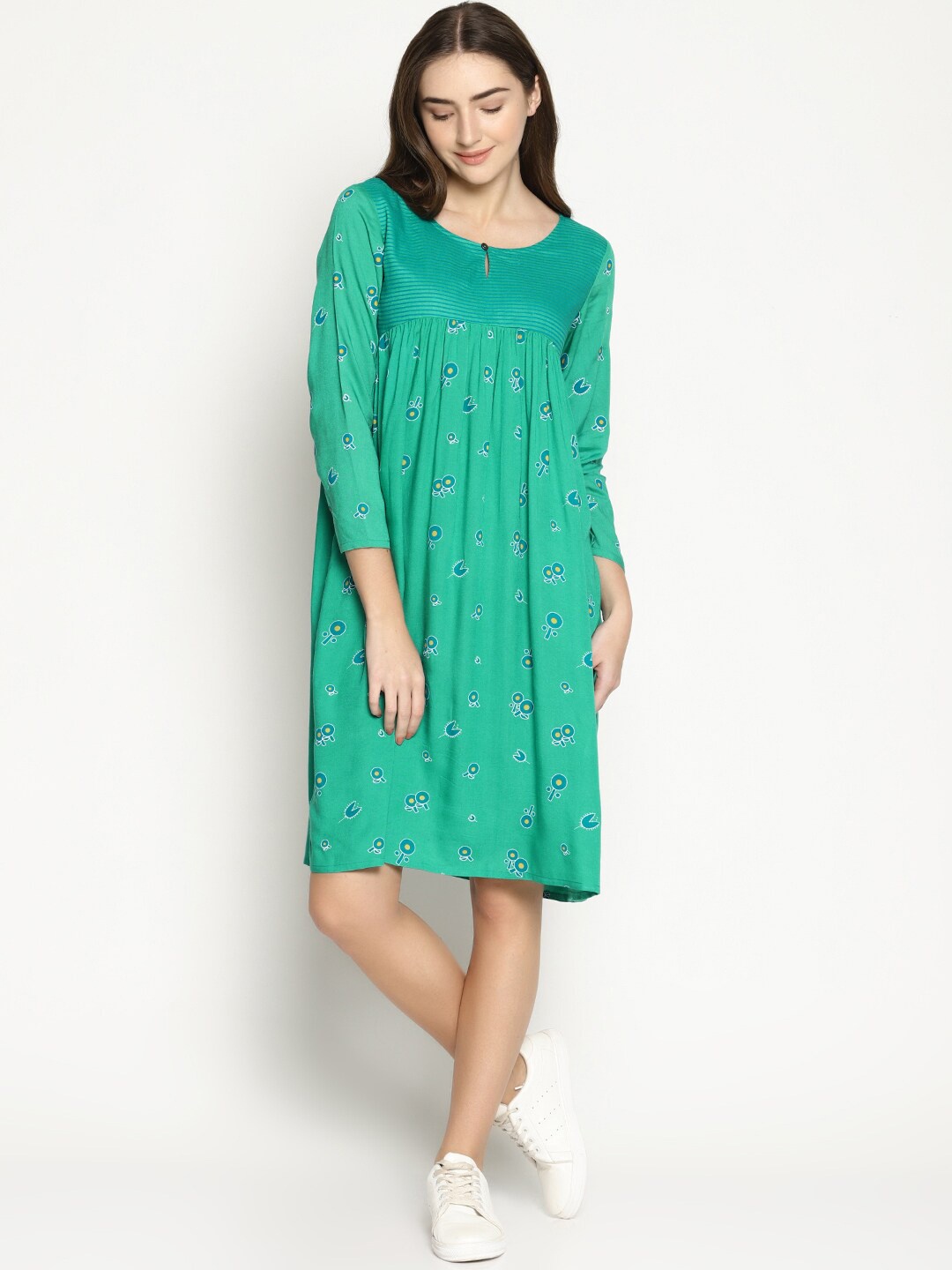 

UNTUNG Conversational Printed A-Line Dress, Green