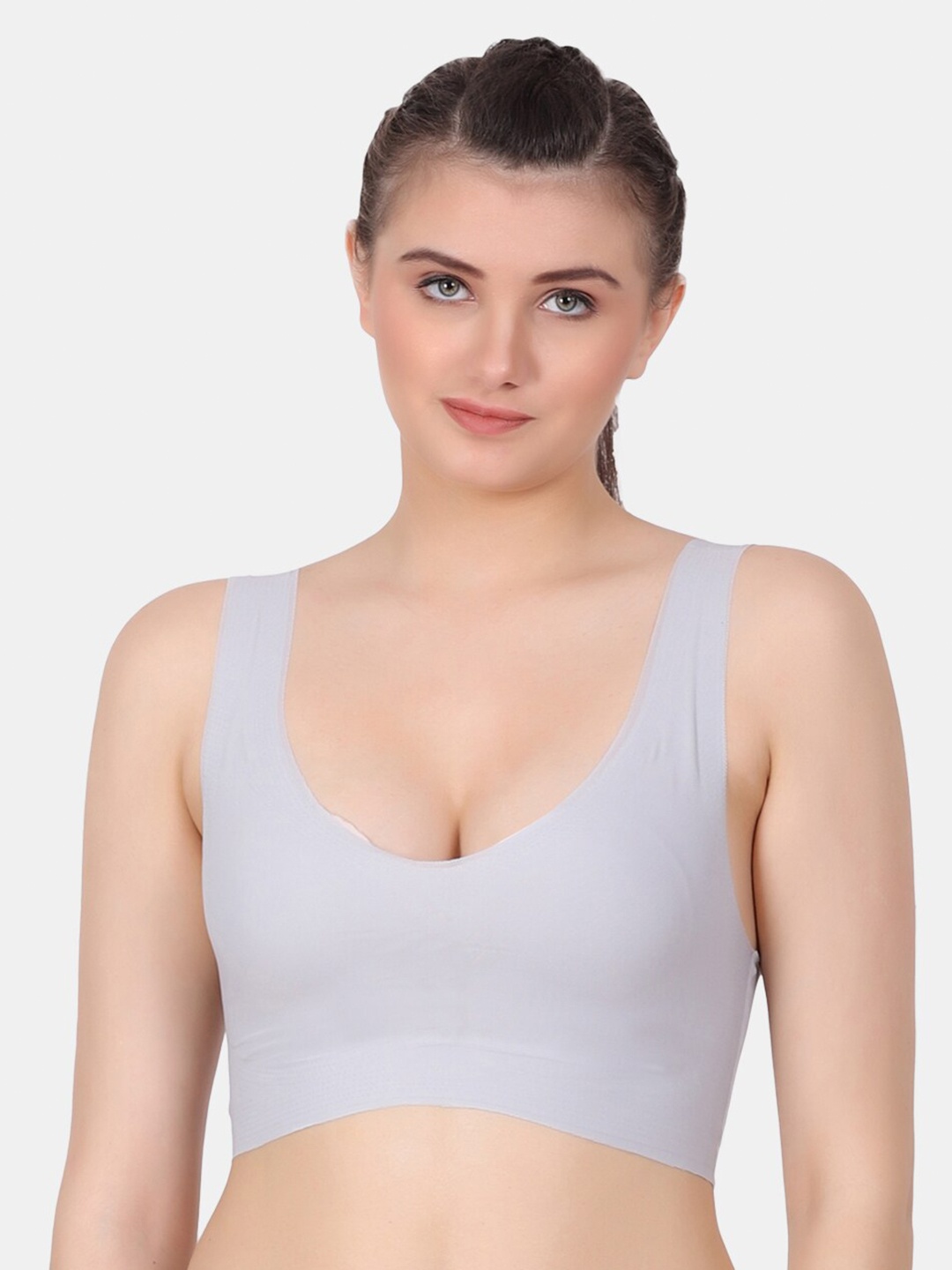 

Amour Secret Training or Gym Sports Bra With Full Coverage Lightly Padded, Grey