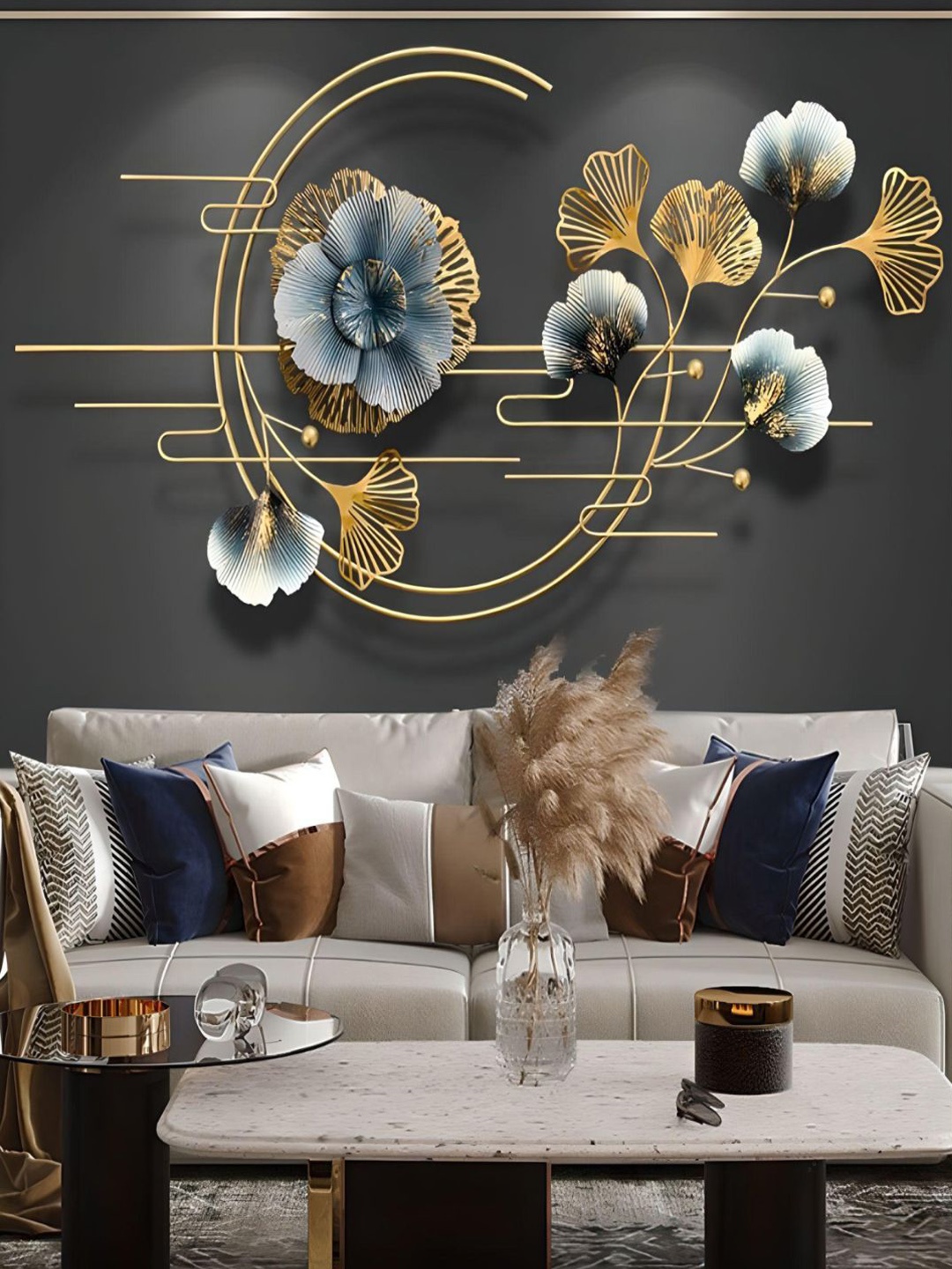 

The Art House Grey & Gold Toned Textured Floral Wall Decor
