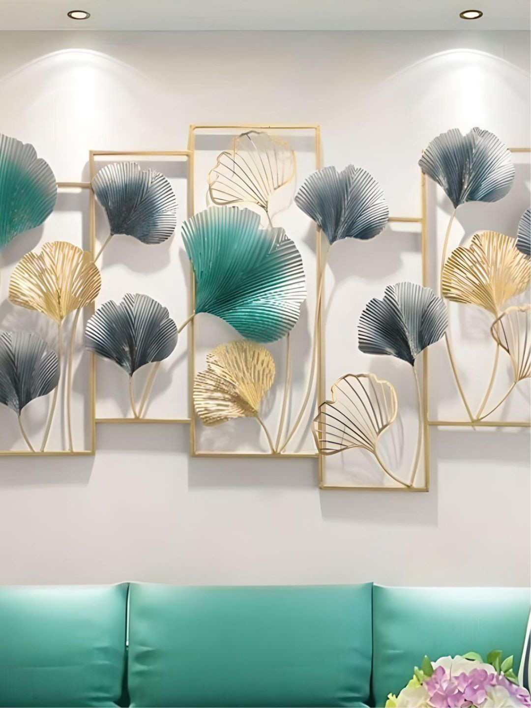 

The Art House Green & Gold Toned Metal Textured Leaf Wall Decor