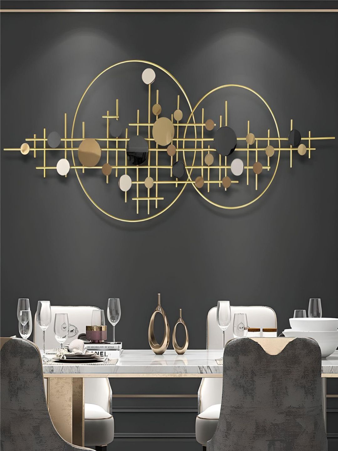 

The Art House Black & Gold Toned Metal Abstract Wall Decor