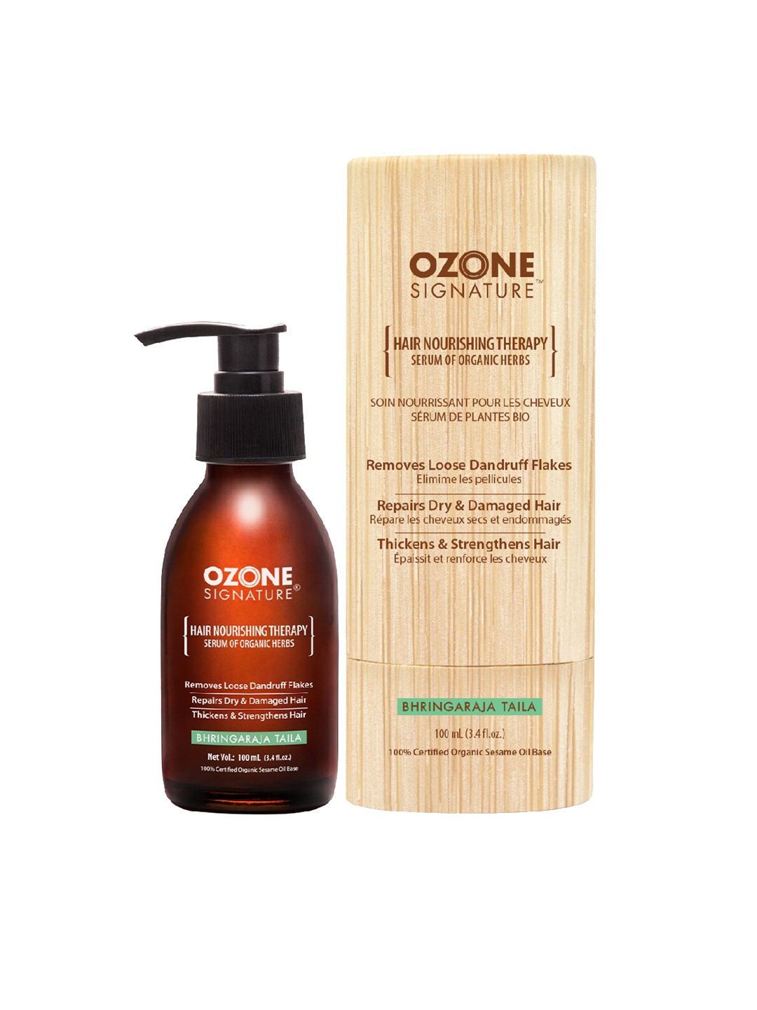 

OZONE SIGNATURE Serum Of Organic Herbs Bhringaraja Taila Hair Oil 100ml, Brown