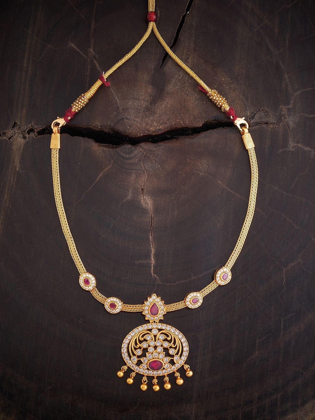 

Kushal's Fashion Jewellery Studded Antique Necklace, Gold
