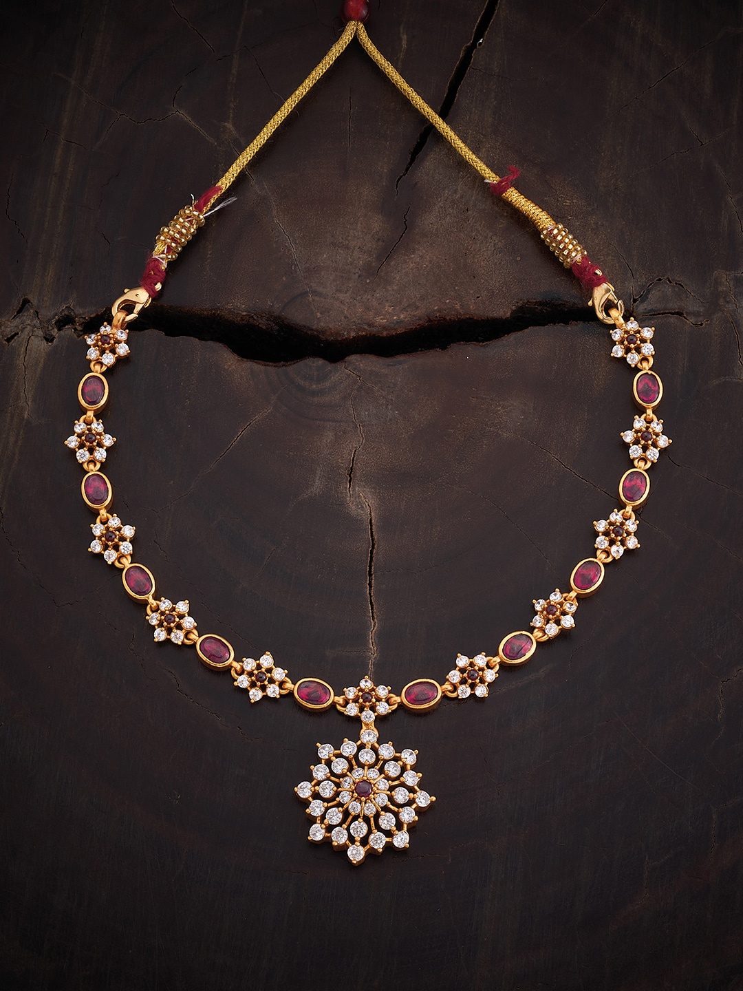

Kushal's Fashion Jewellery Silver Temple Necklace, Gold