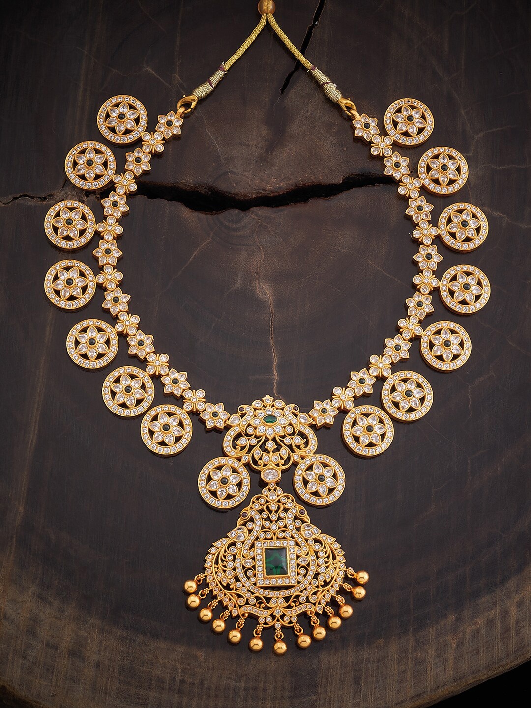 

Kushal's Fashion Jewellery Silver Temple Necklace, Gold