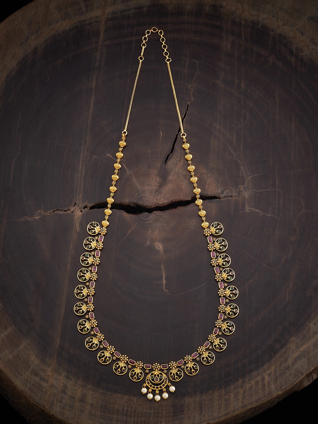 

Kushal's Fashion Jewellery Silver Antique Necklace, Gold