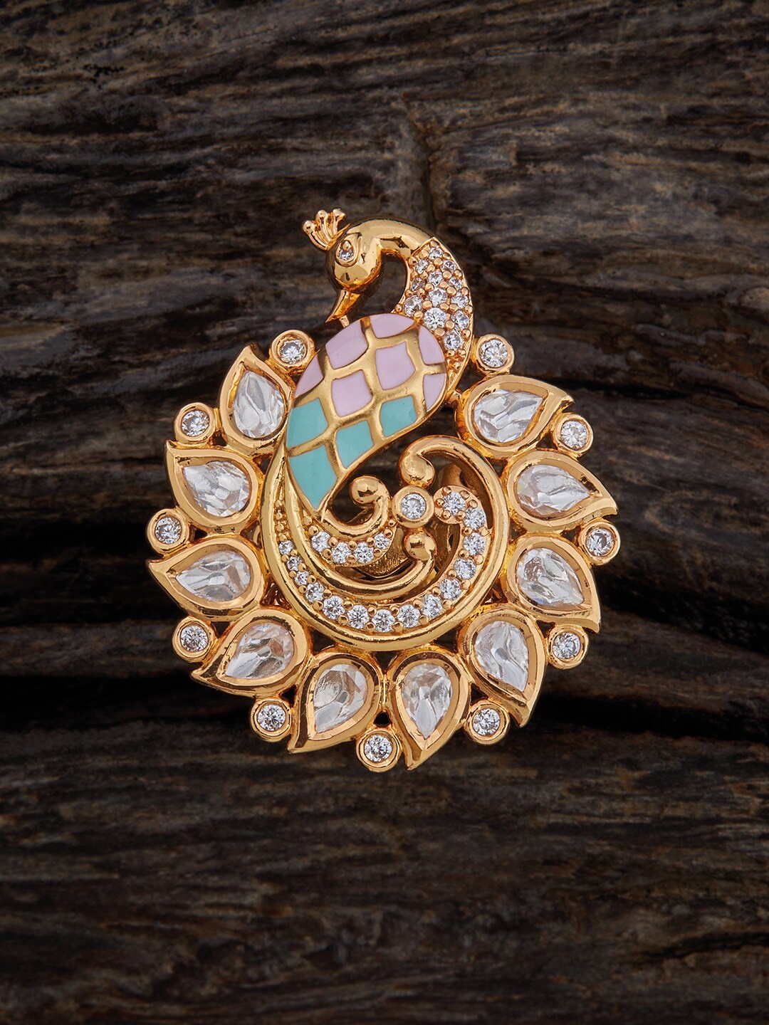 

Kushal's Fashion Jewellery Ethnic Kundan Adjustable Finger Ring, Gold