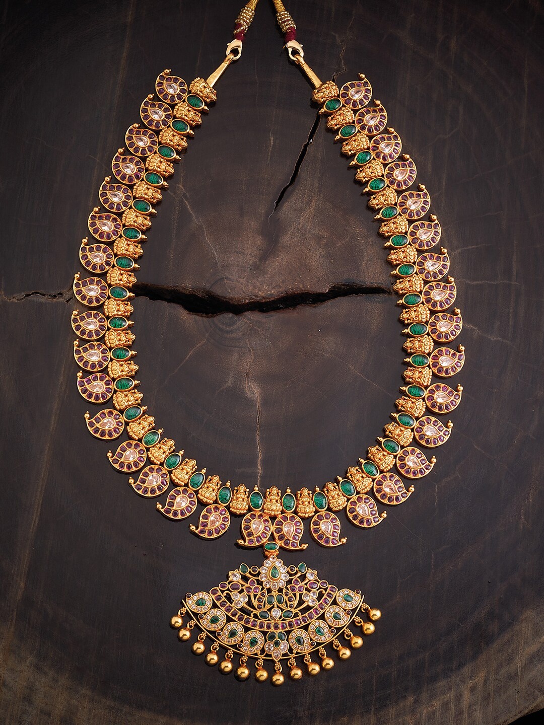 

Kushal's Fashion Jewellery 92.5 Pure Silver Temple Necklace, Gold