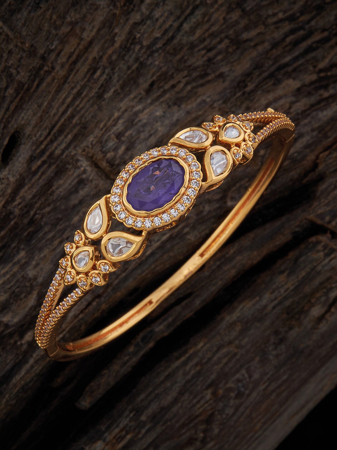 

Kushal's Fashion Jewellery Kundan Kada Bracelet, Gold