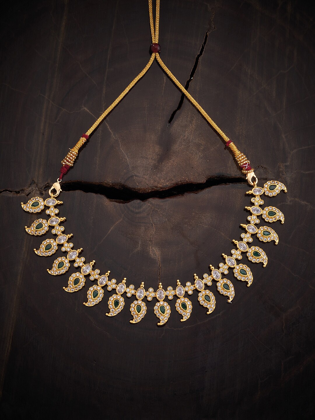 

Kushal's Fashion Jewellery 92.5 Pure Silver Gold-Plated CZ Studded Temple Necklace