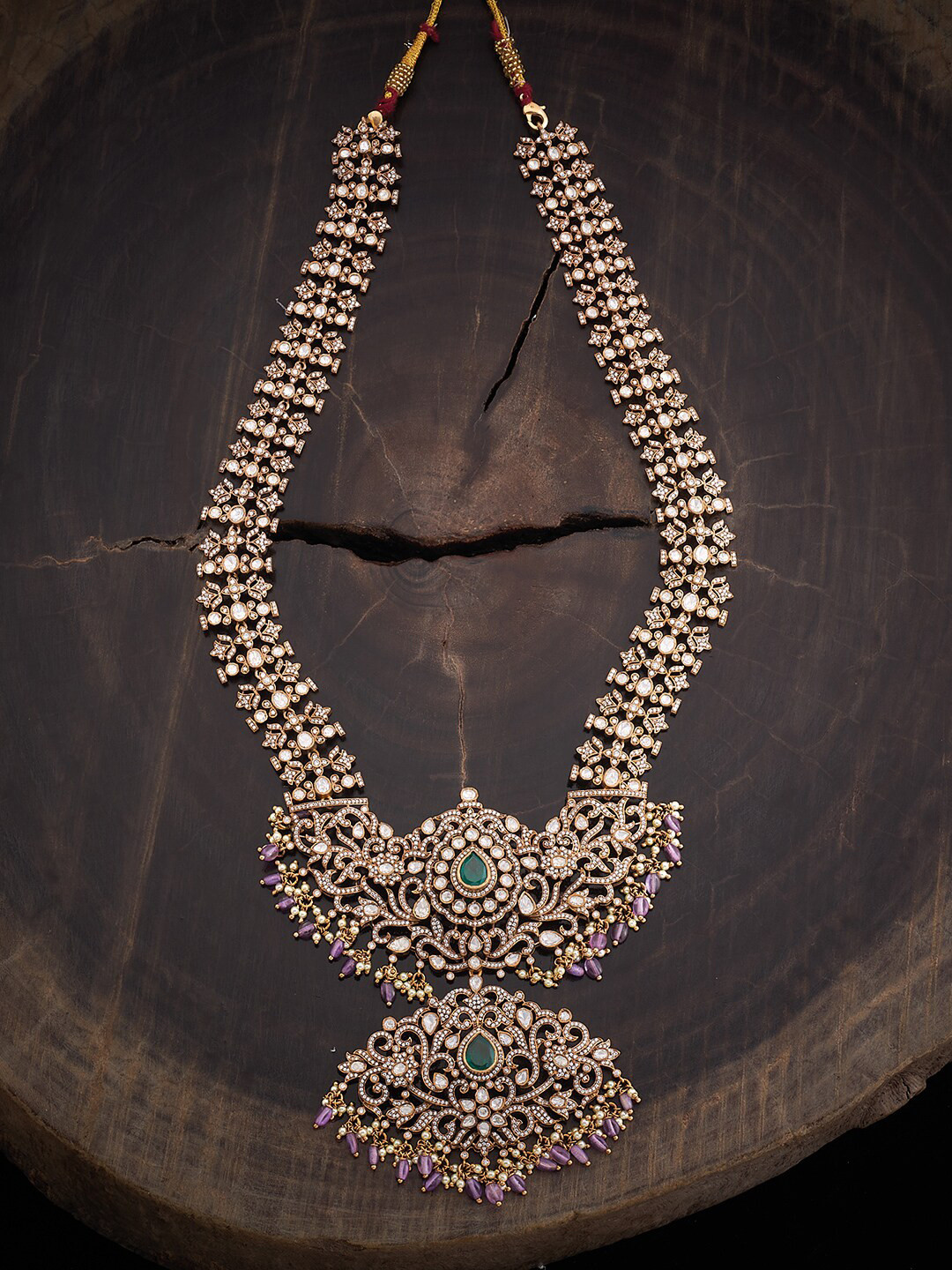 

Kushal's Fashion Jewellery Silver Temple Necklace, Gold