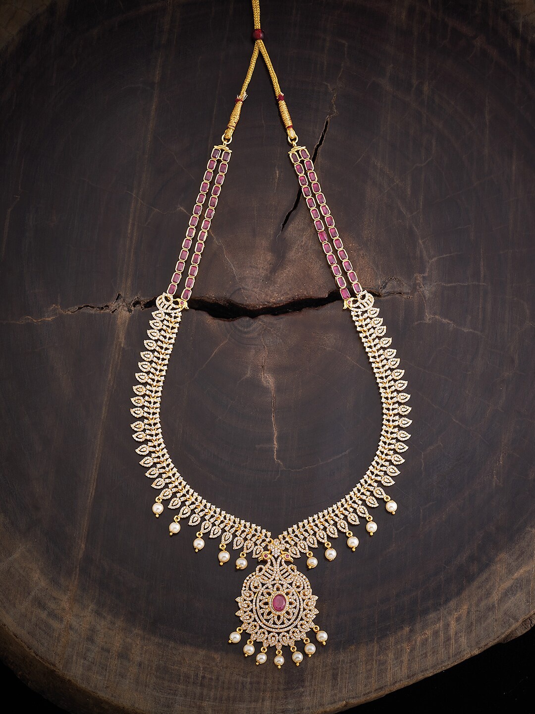 

Kushal's Fashion Jewellery Copper Gold-Plated CZ Stones Necklace