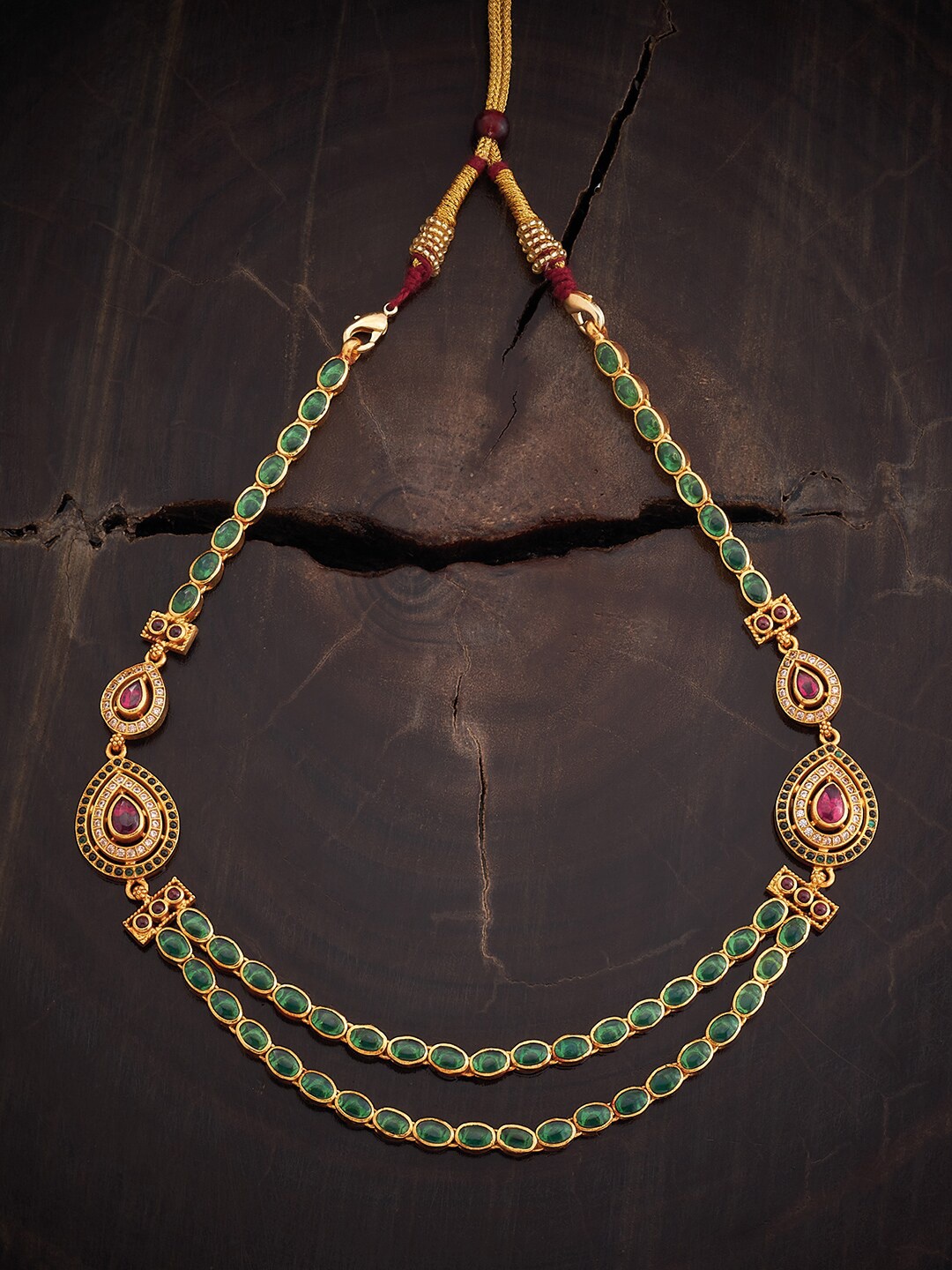 

Kushal's Fashion Jewellery Silver Temple Necklace, Gold