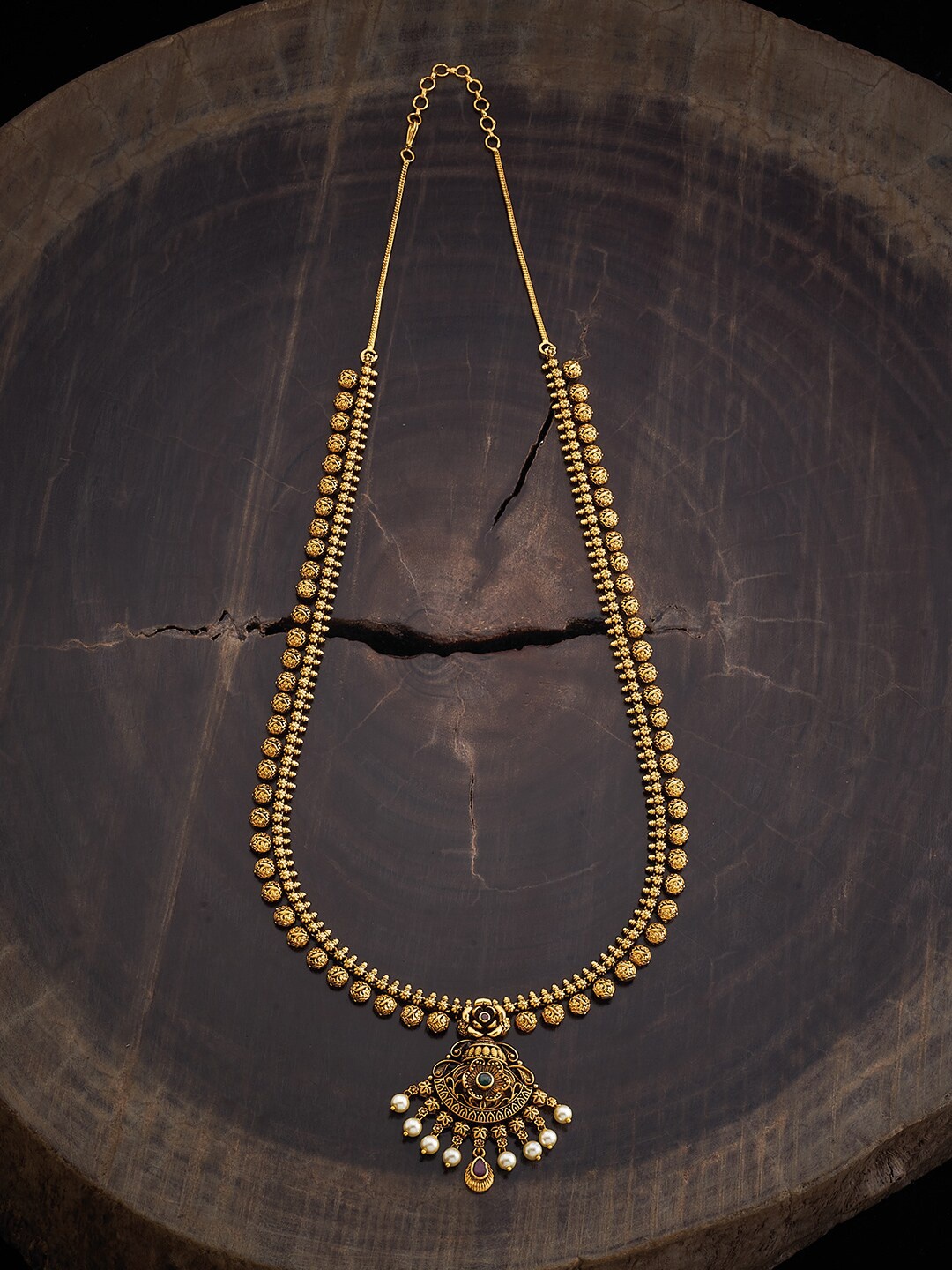

Kushal's Fashion Jewellery Silver Antique Necklace, Gold