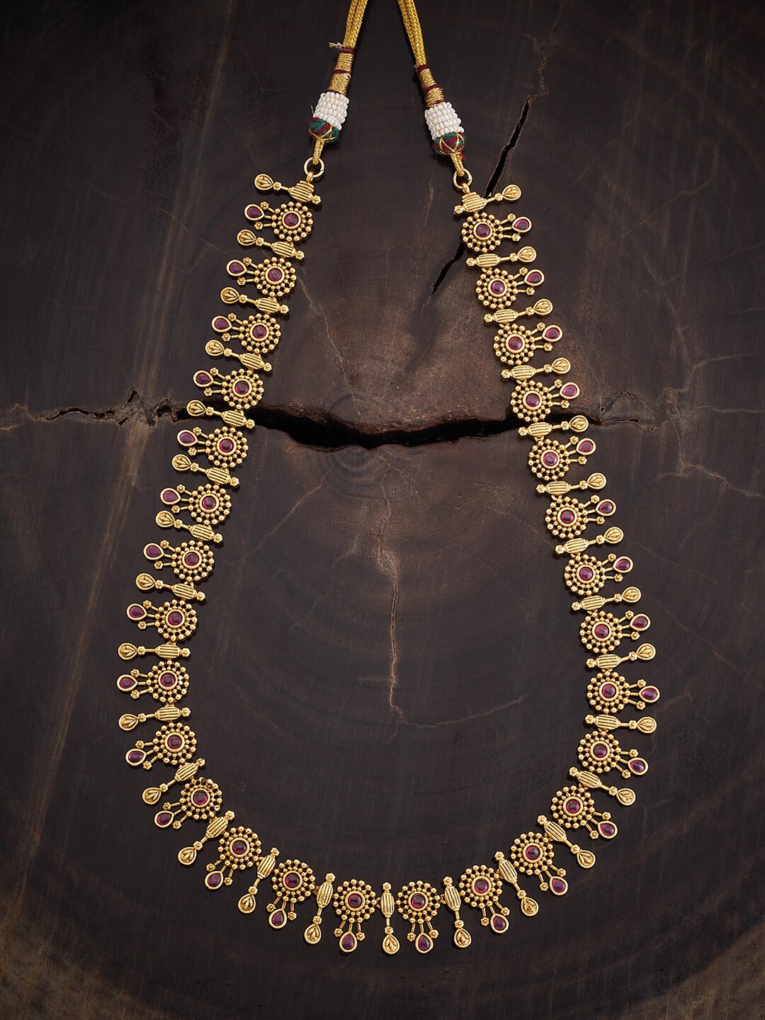 

Kushal's Fashion Jewellery Silver Gold-Plated Antique Necklace