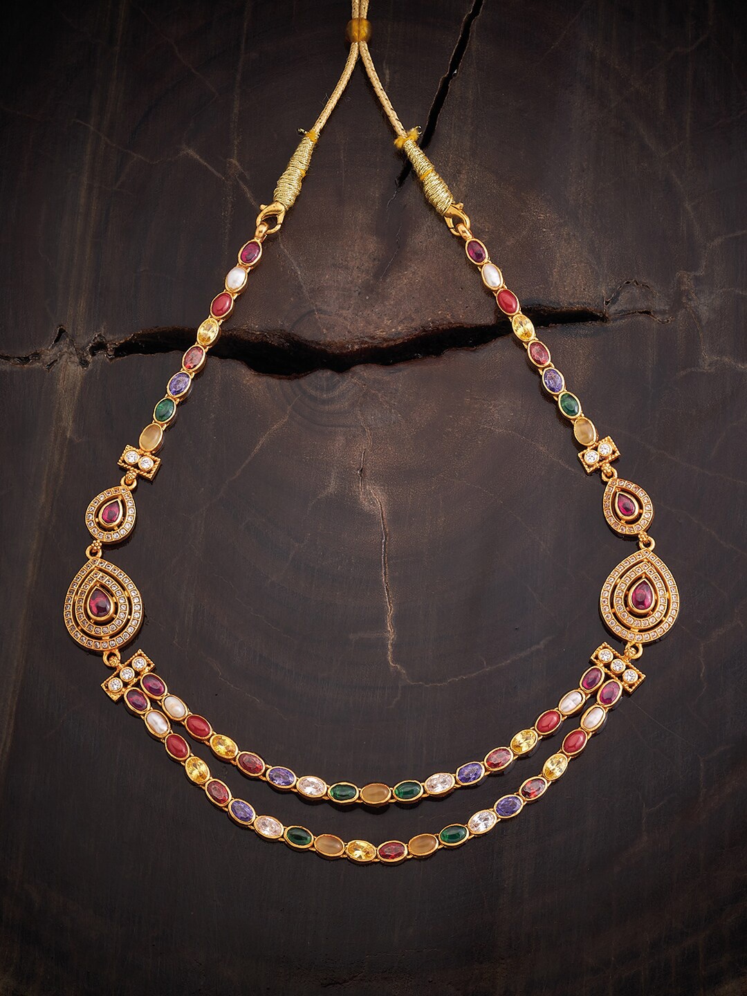 

Kushal's Fashion Jewellery Gold-Toned Silver Temple Necklace