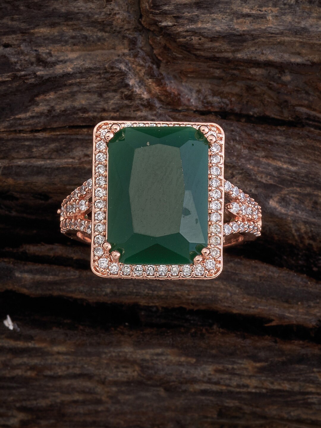 

Kushal's Fashion Jewellery Rose Gold-Plated Zircon Studded Adjustable Finger Ring