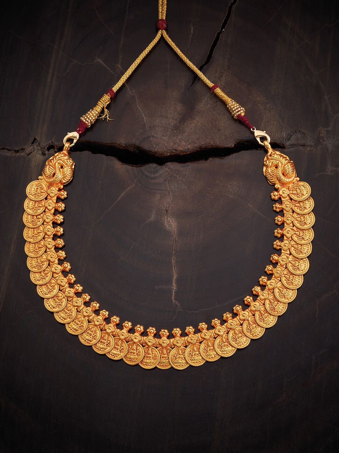 

Kushal's Fashion Jewellery Silver Gold-Plated Temple Necklace