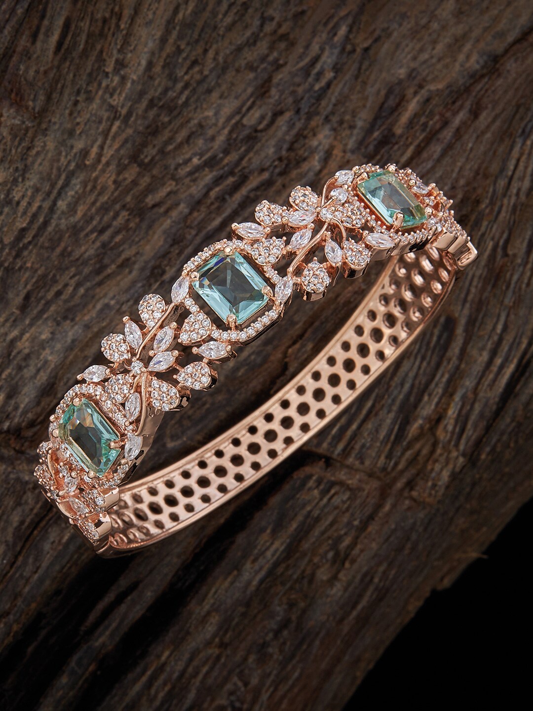 

Kushal's Fashion Jewellery Cubic Zirconia Kada Bracelet, Rose gold
