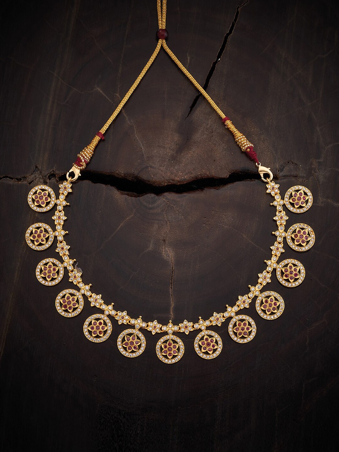 

Kushal's Fashion Jewellery Gold-Plated Cubic Zirconia Studded Necklace