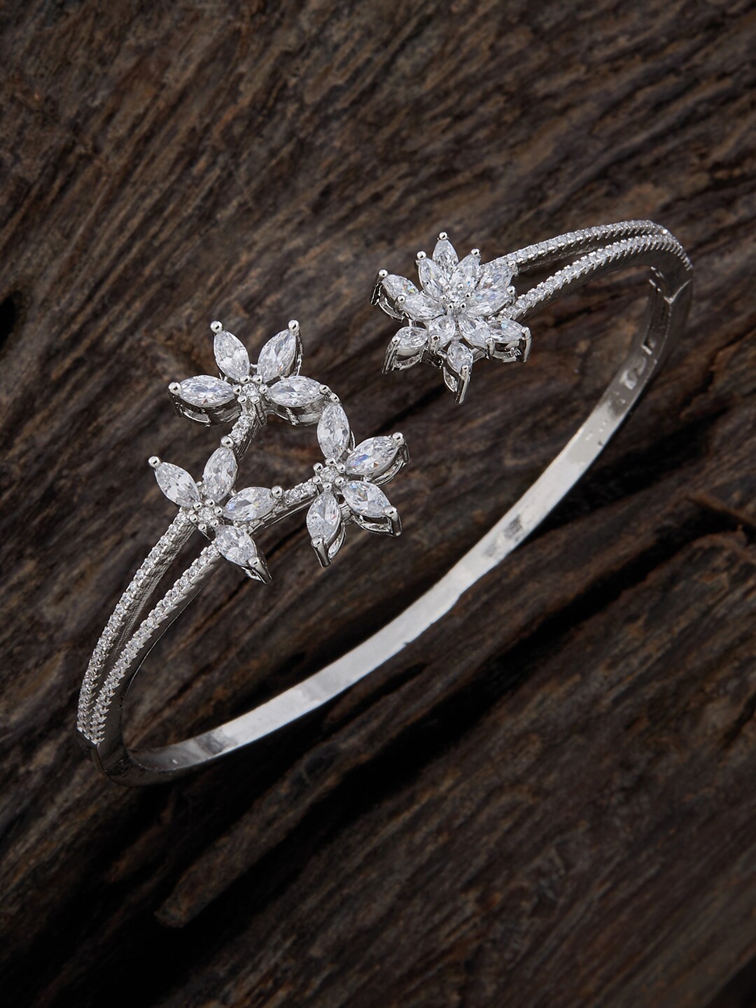 

Kushal's Fashion Jewellery Cubic Zirconia Cuff Bracelet, Silver