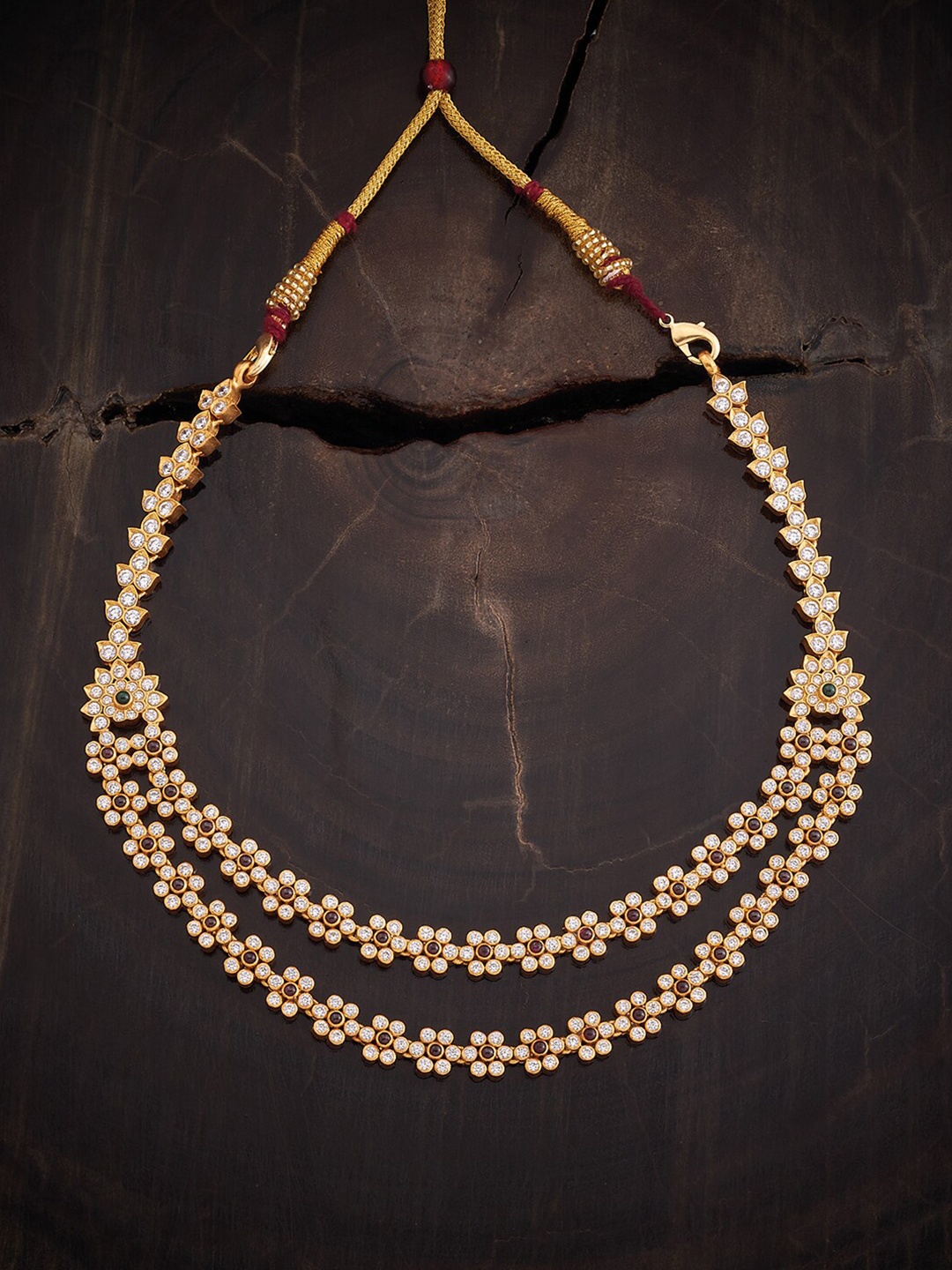 

Kushal's Fashion Jewellery Gold-Plated 92.5 Silver Stone Studded Necklace