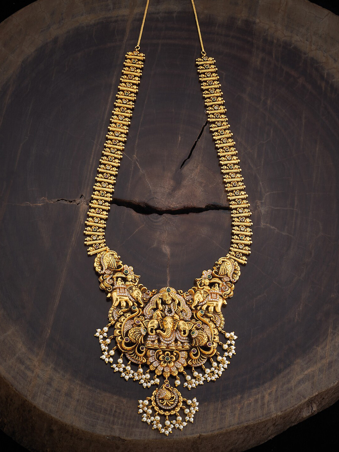 

Kushal's Fashion Jewellery Gold-Toned Silver Statement Antique Necklace