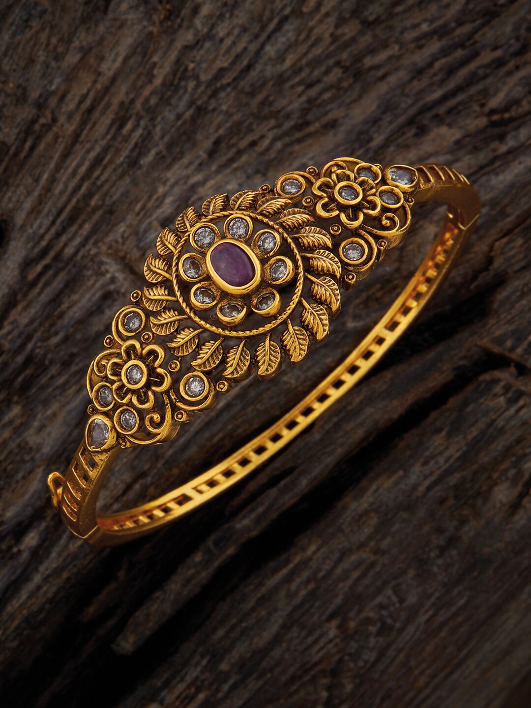 

Kushal's Fashion Jewellery Antique Bangle-Style Bracelet, Gold