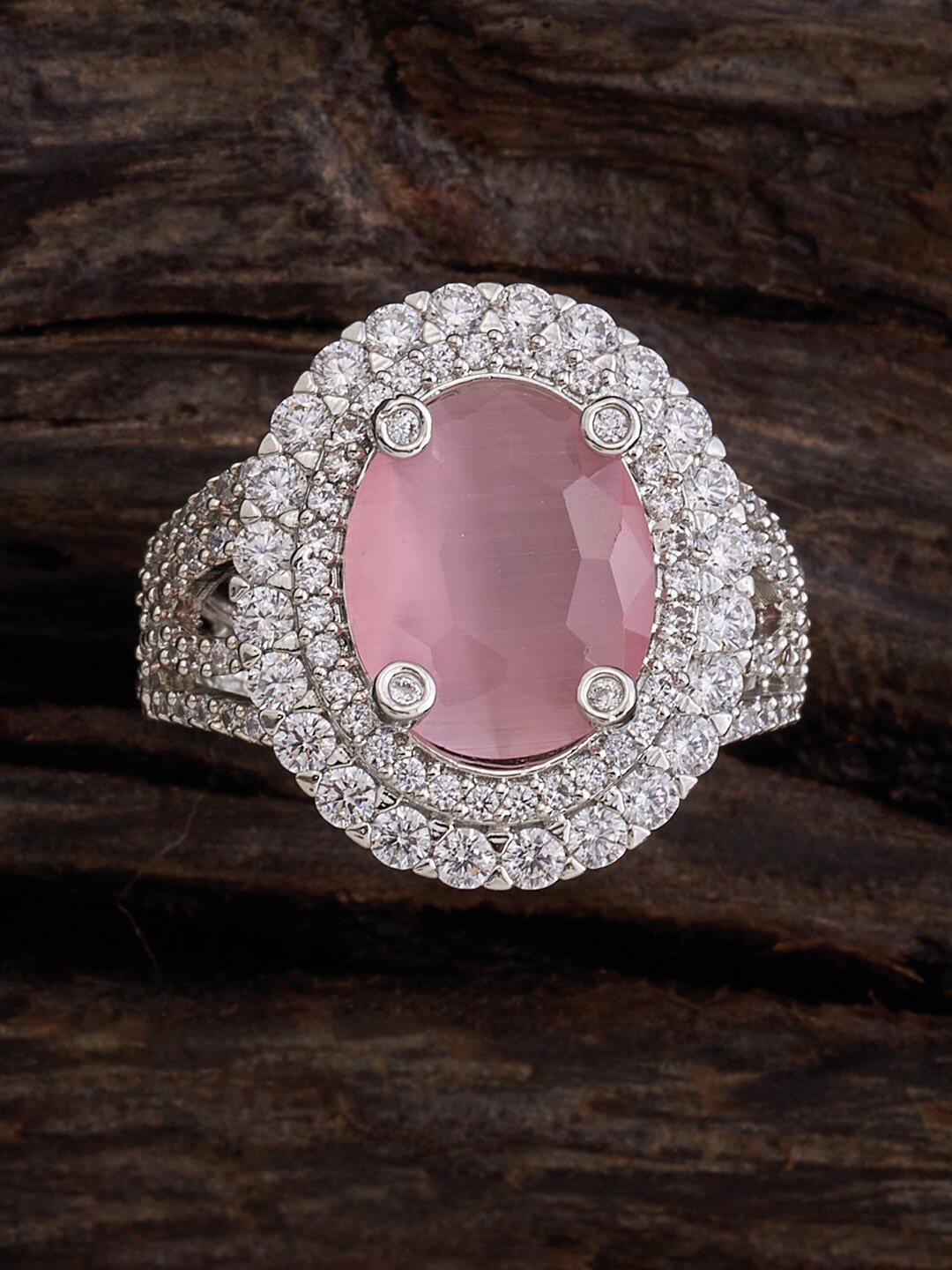 

Kushal's Fashion Jewellery Rhodium Plated & Cubic Zirconia Studded Ring, Silver