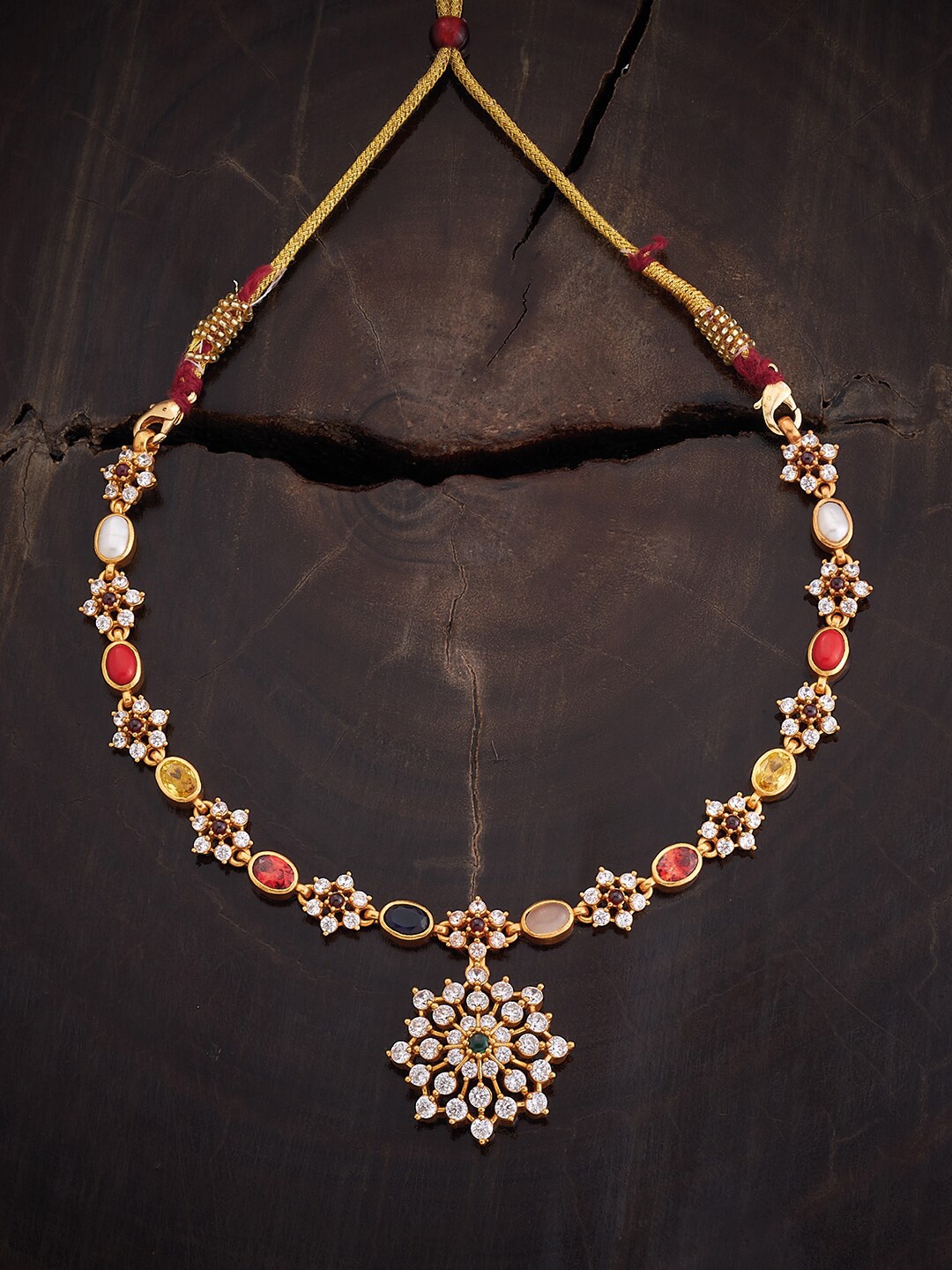 

Kushal's Fashion Jewellery Silver Temple Necklace, Gold