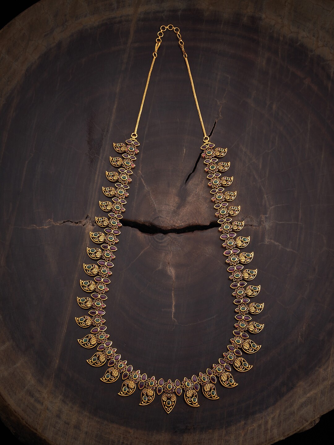 

Kushal's Fashion Jewellery Silver Gold-Plated Antique Necklace